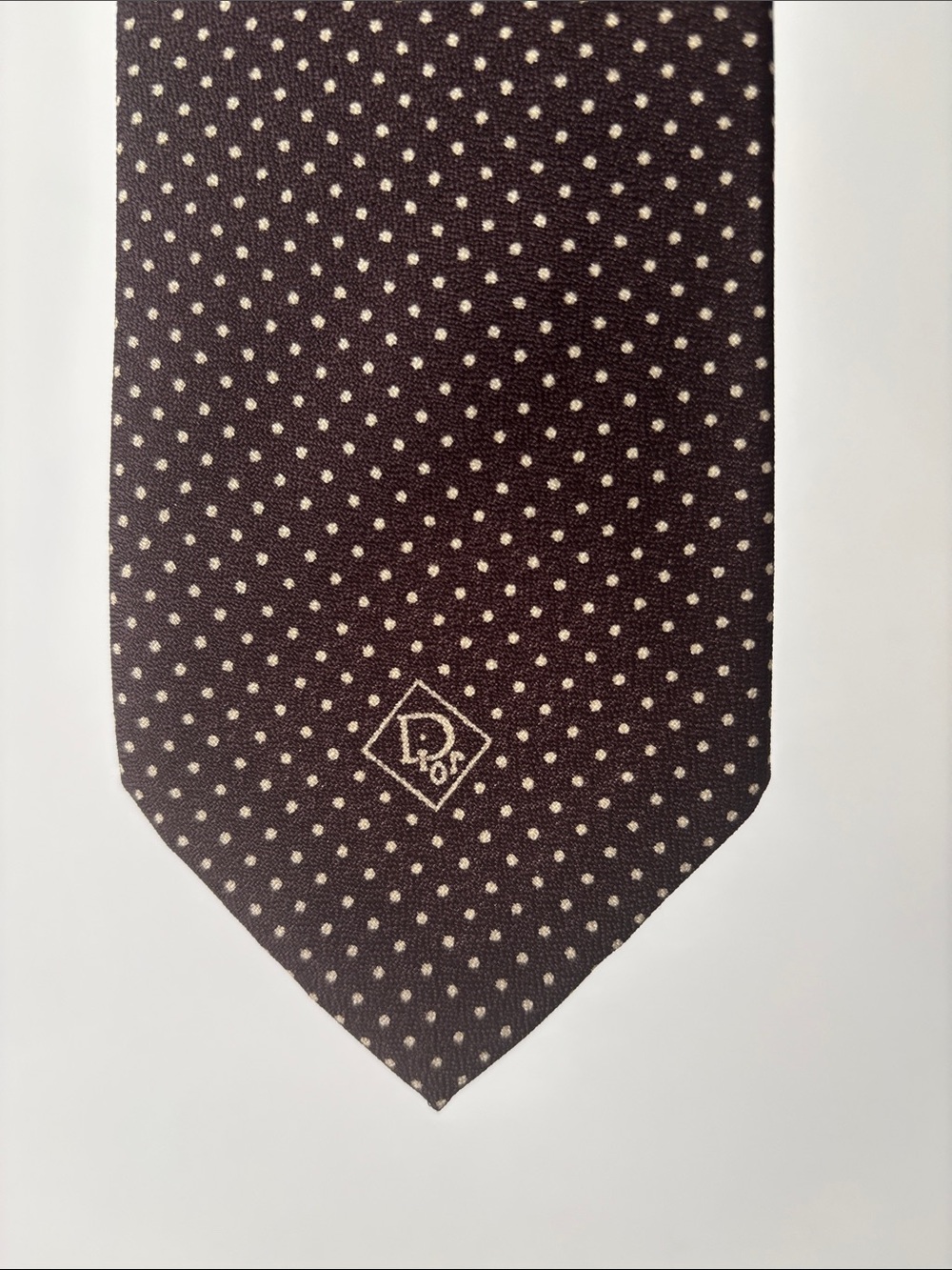 Christian Dior Monsieur Vintage Black / Brown Polka Dot Tie 100% Triacetate